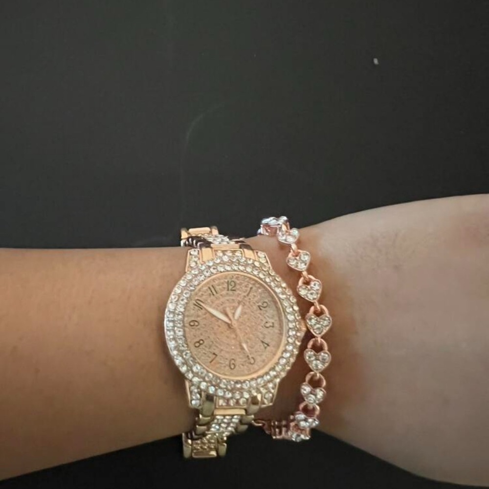 Elegant Rose Gold Watch and Bracelet Set